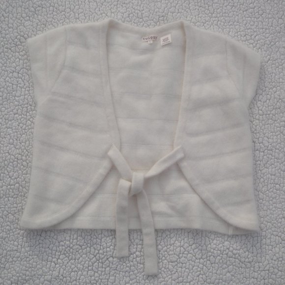 Twiggy Angora Blend Cropped Tie Front Sweater Capelet Size L - Picture 1 of 6